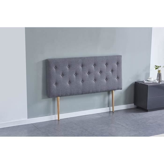 Deco Headboard 160 x 100 cm - Upholstered - Grey Fabric - Total Thickness of 8 cm