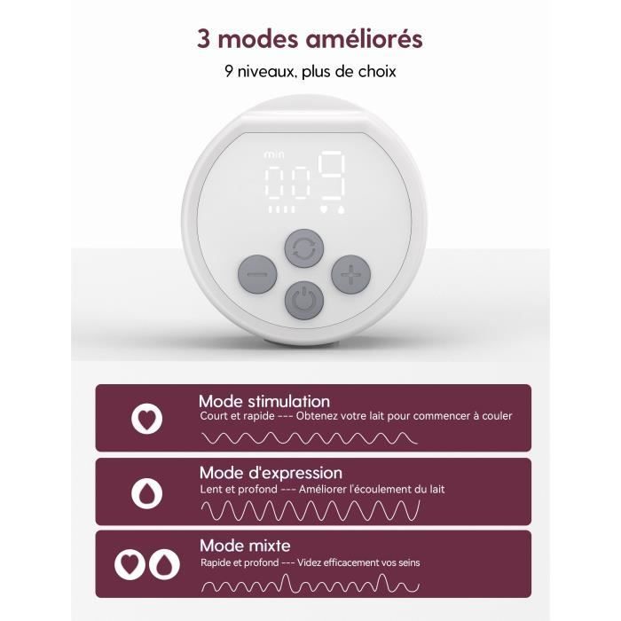 Momcozy Tire Lait Électrique Main Libre S12 Pro, 24mm 1 Paquet