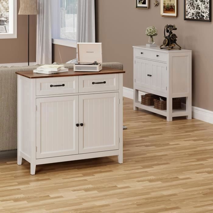 Mobile contenitore Bealife - Grigio - Armadio, Credenza da cucina, Mobile da cucina con 2 ante e 2 cassetti, Mobili da bagno