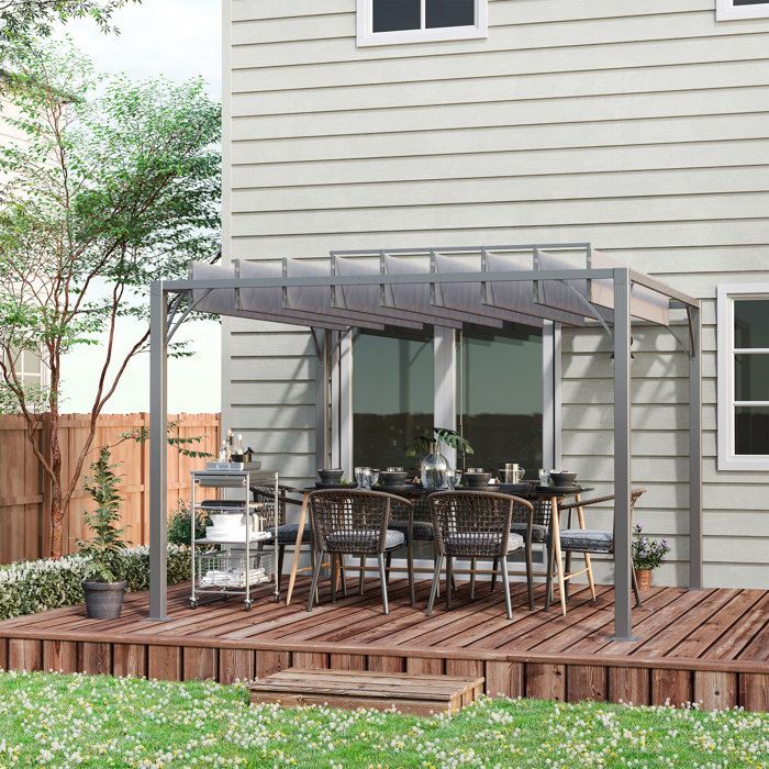 Pergola bioclimatica - Outsunny - 3x3 m, lamelle regolabili, stile contemporaneo, protezione UV 50+ - alluminio - grigio
