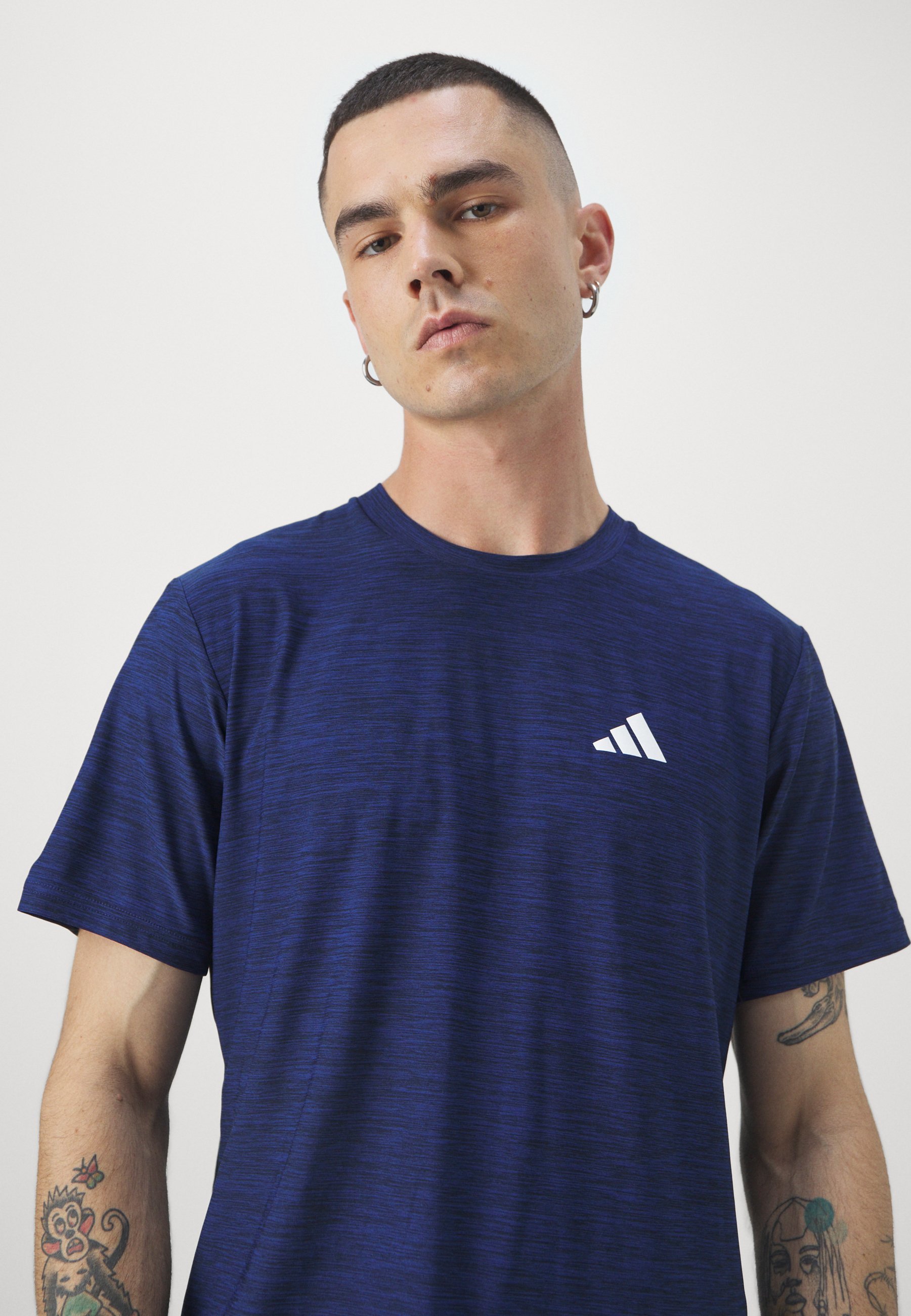 adidas Performance STRETCH - Sport T-shirt - donkerblauw/zwart/wit