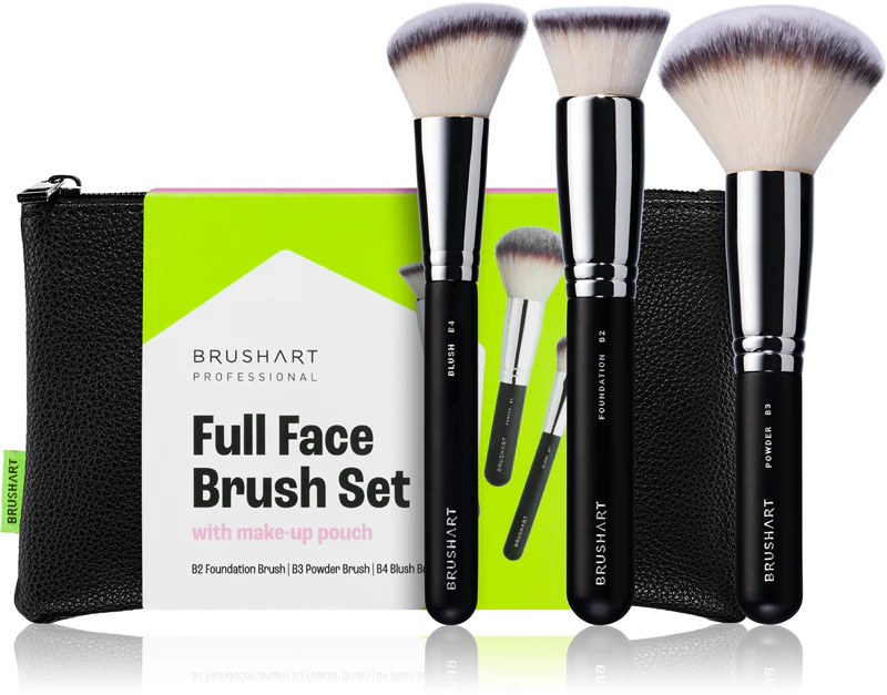 BrushArt Professional sada štetcov na celú tvár s make-up puzdrom čierna