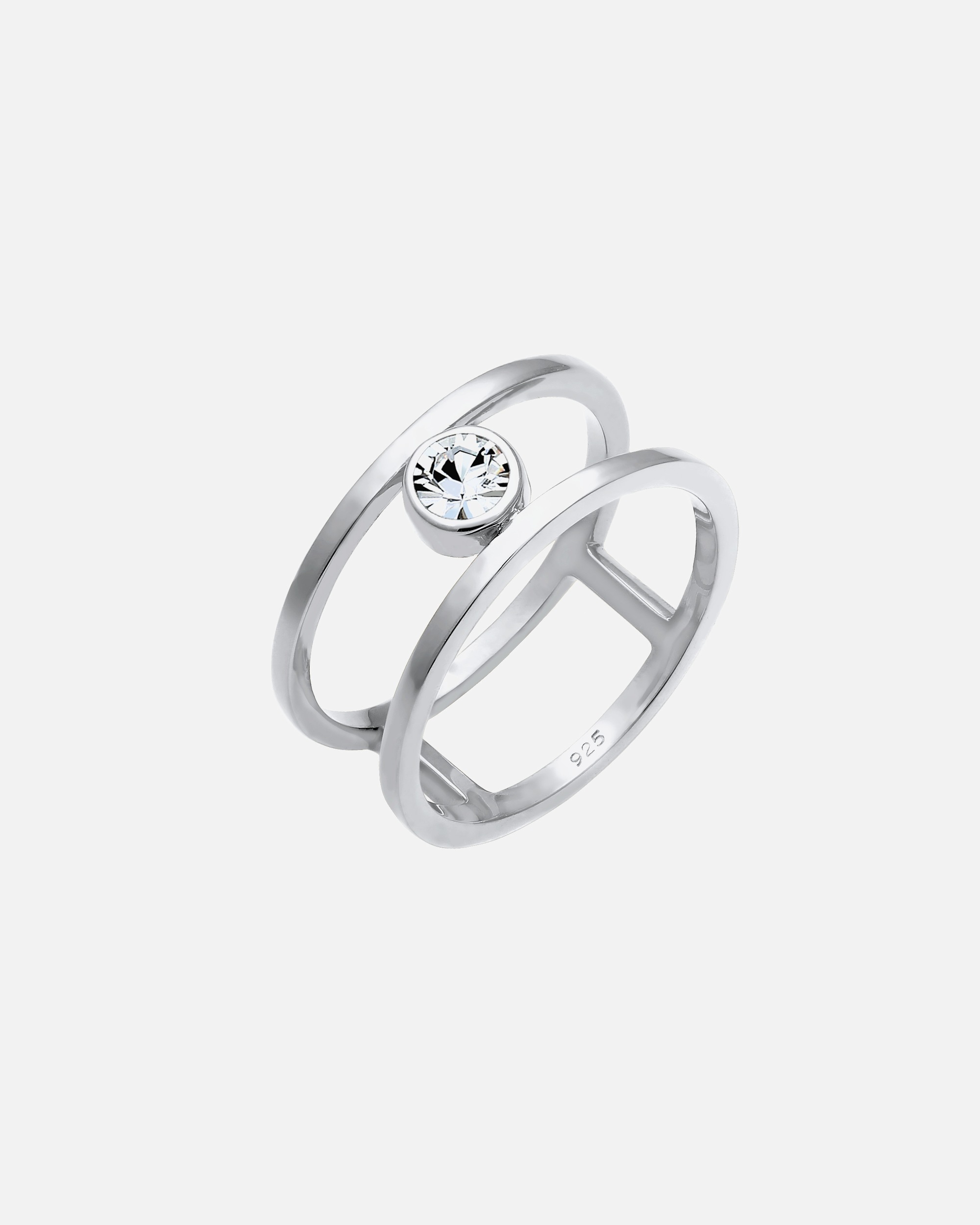 Elli PREMIUM Elli PREMIUM Bague Femmes Double Solitaire Rayonnant avec Cristaux en argent sterling 925