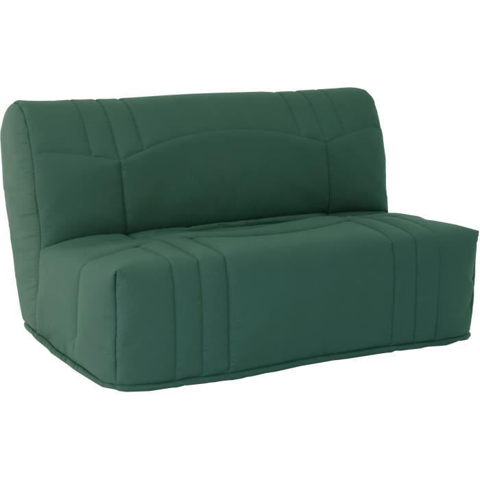 Banquette BZ DREAM - Tissu 100% Coton vert forêt - Couchage 140x190 cm - Confort moelleux