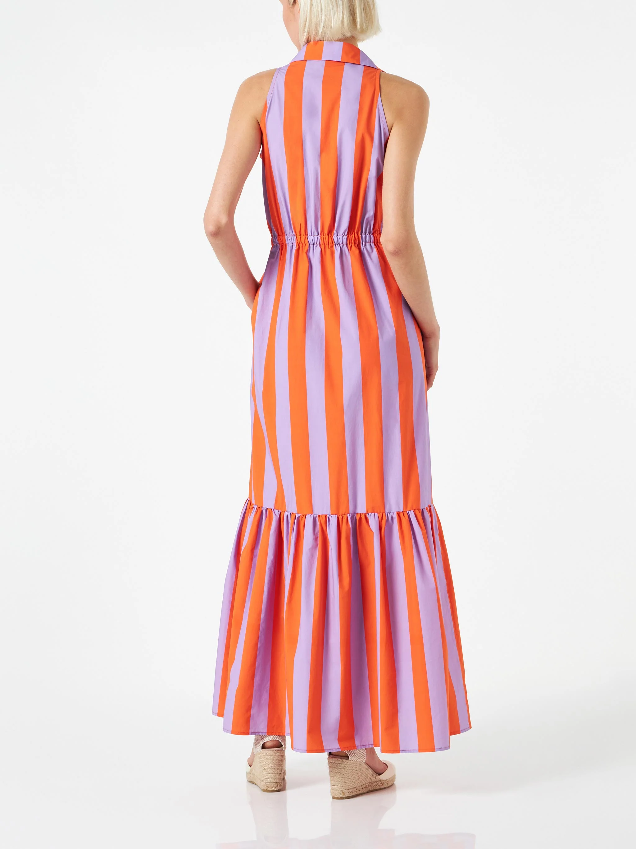 Damenkleid mit Kragen und Streifenmuster