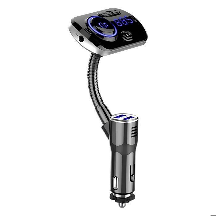 Bluetooth Hands-Free Kit - Universal - FM Transmission - Remote Control Included - Flexible Cord - Black