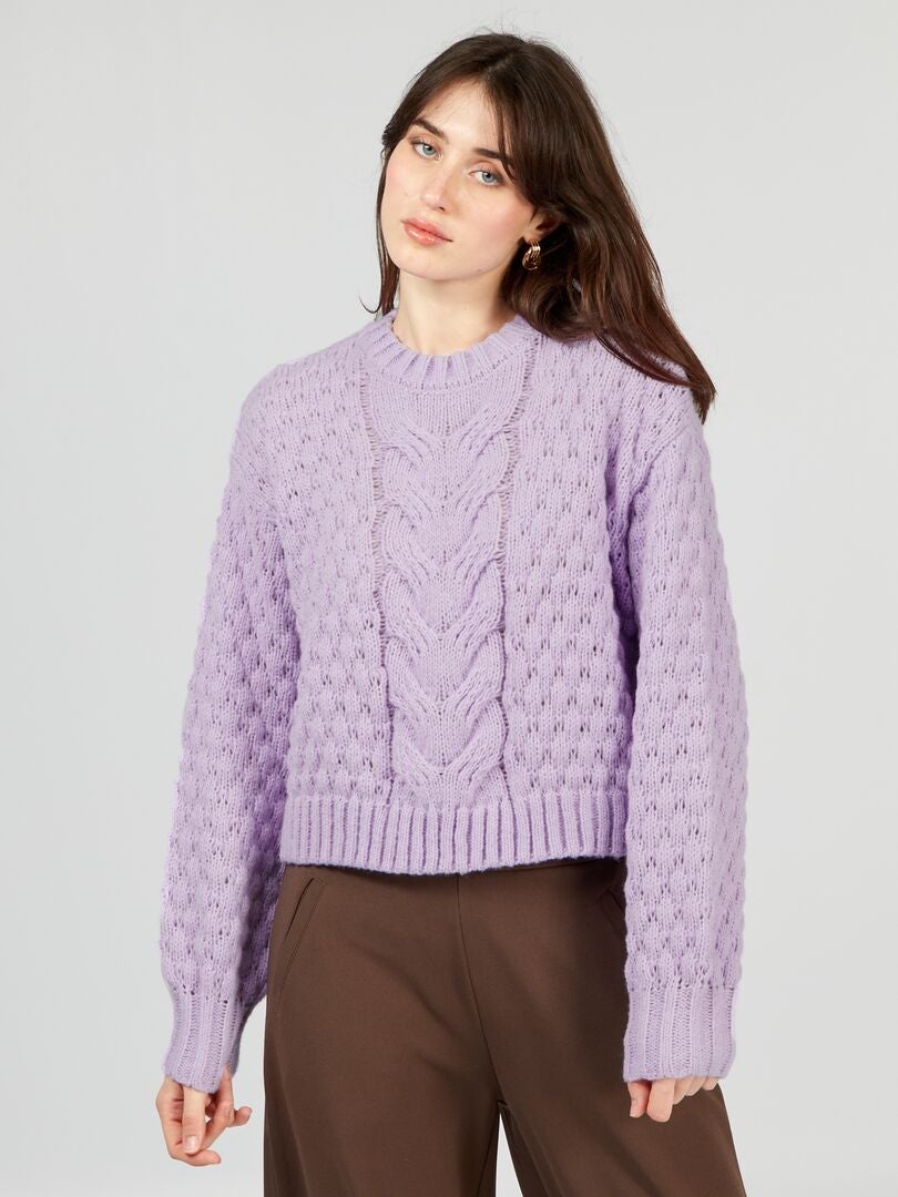 Sweter dzianinowy - liliowy