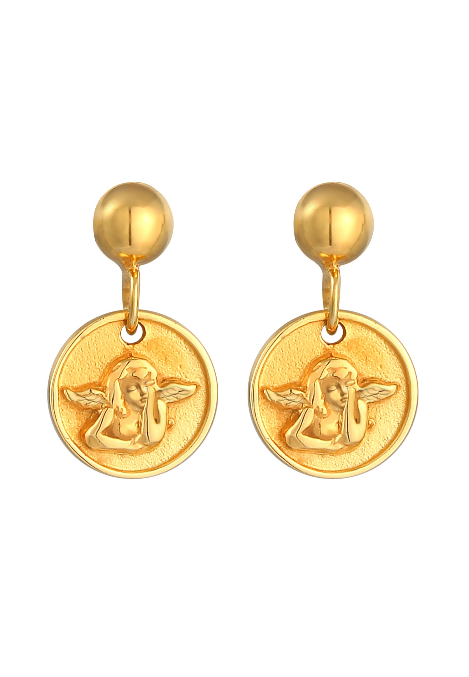 Elli Boucles d'oreilles dames Plug Plates Ange en argent sterling 925 plaqué or
