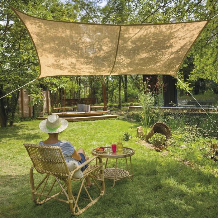 Natural Jute Rectangular Shade Sail 3 x 2 m - Jardiline