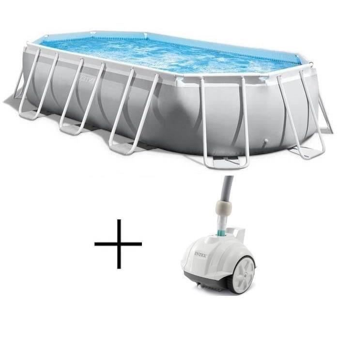 Kit de piscina tubular elevada INTEX - Estructura Pris - 503 x 274 x 122 cm - Ovalada (Bomba, cubierta) + Limpiador robótico de piscinas - ZX50