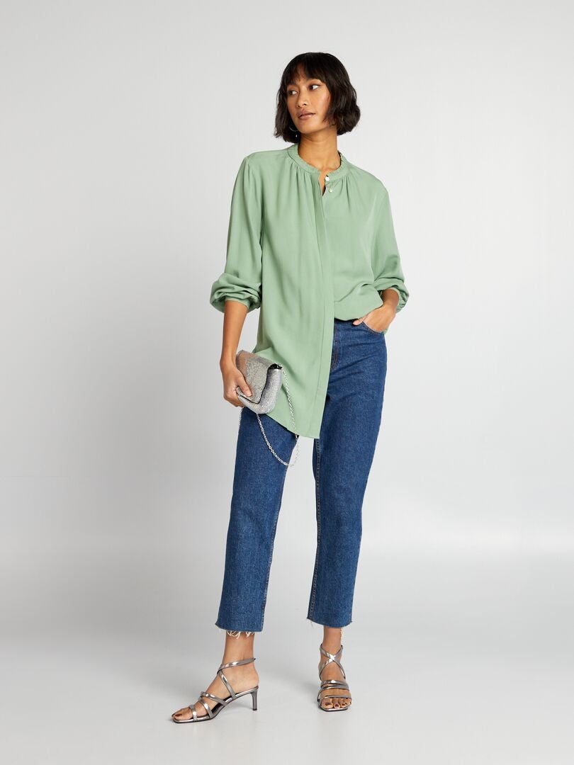 Blusa con cuello mandarín - VERDE