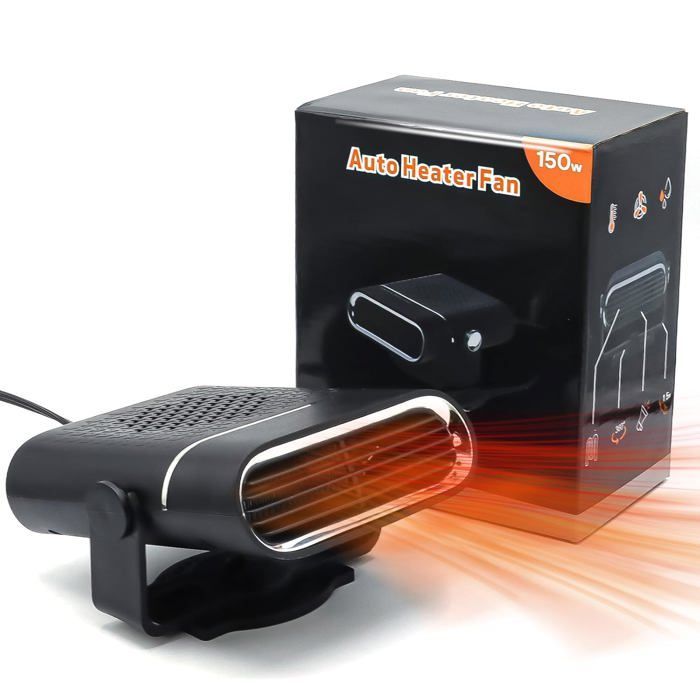 Chauffage voiture -HAWUJ- Noir 150W 12V - 2 en 1 rapide dégivrage désembuage réglage 360°