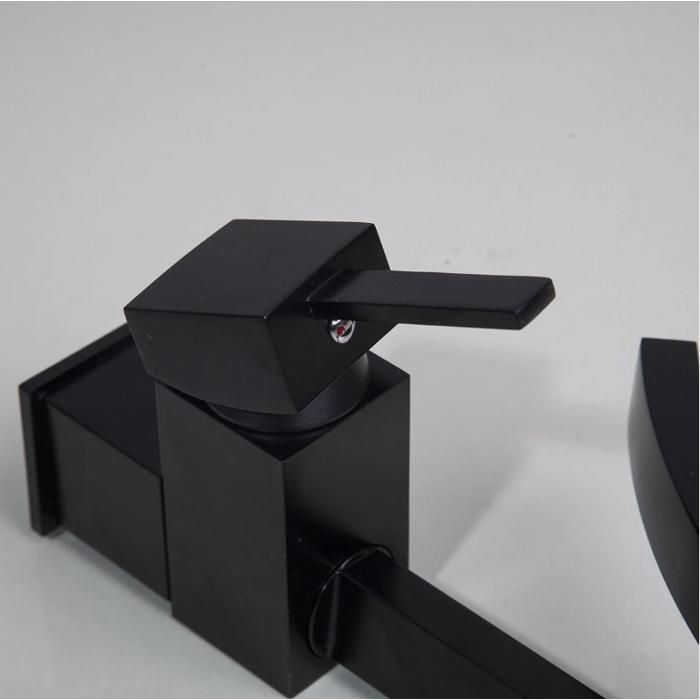 Robinet Salle de Bain Mitigeur pour lavabo à Vasque avec bec Cascade Monté sur plan Noir
