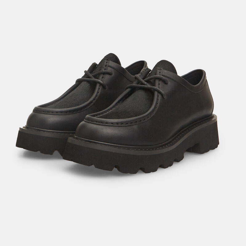 Damskie skórzane sznurowane buty z podeszwą typu track