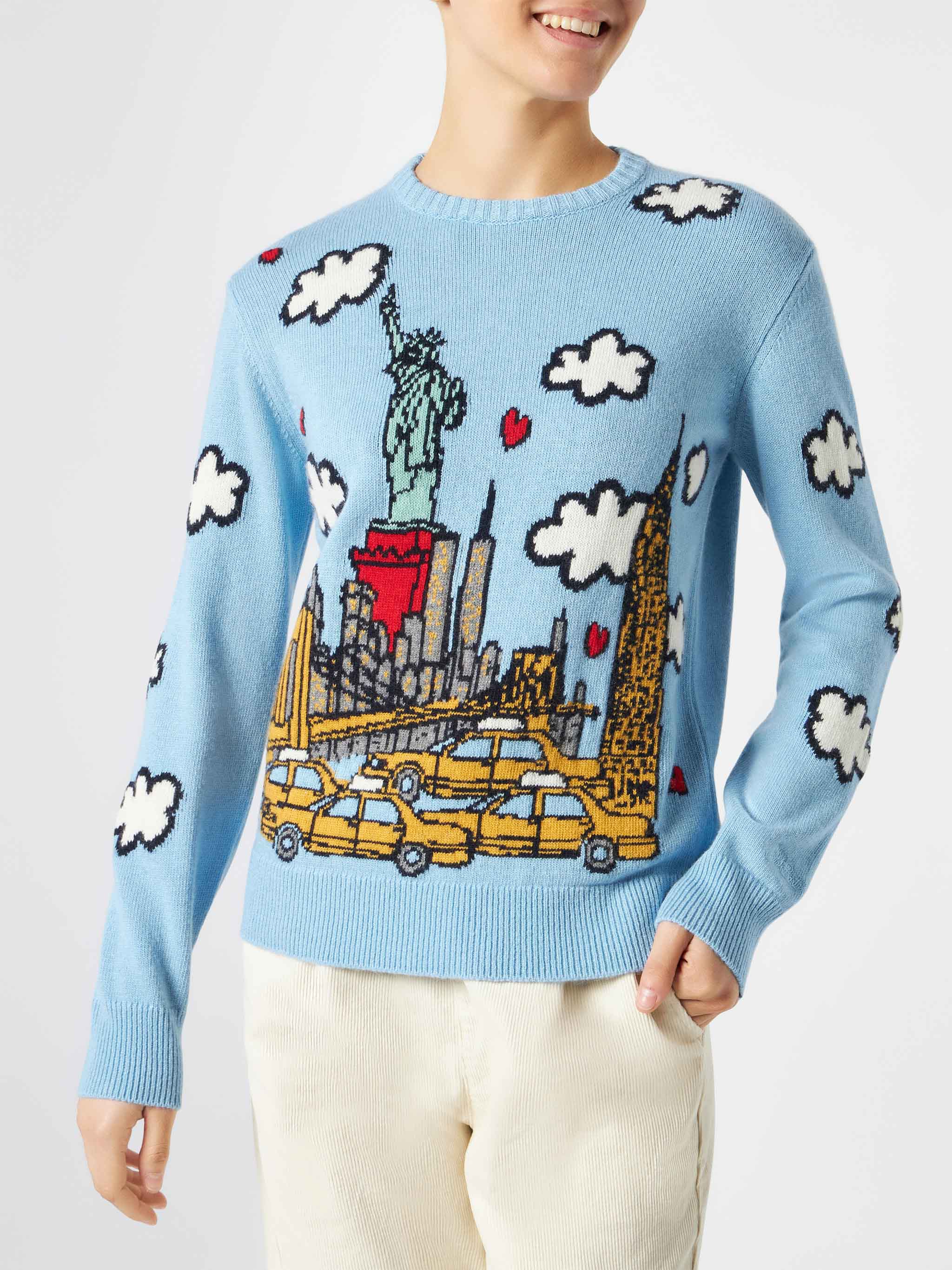 Damestrui met ronde hals en ansichtkaartprint van New York