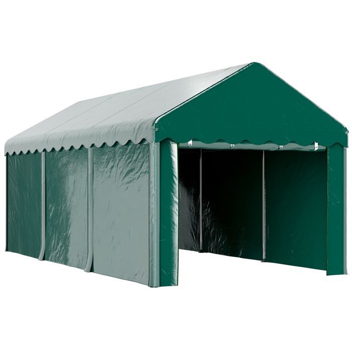 Tenda da garage/posto auto Outsunny - 3 x 6 m - 2 porte avvolgibili, tessuto in PE da 200 g, per auto, camion, barca - verde