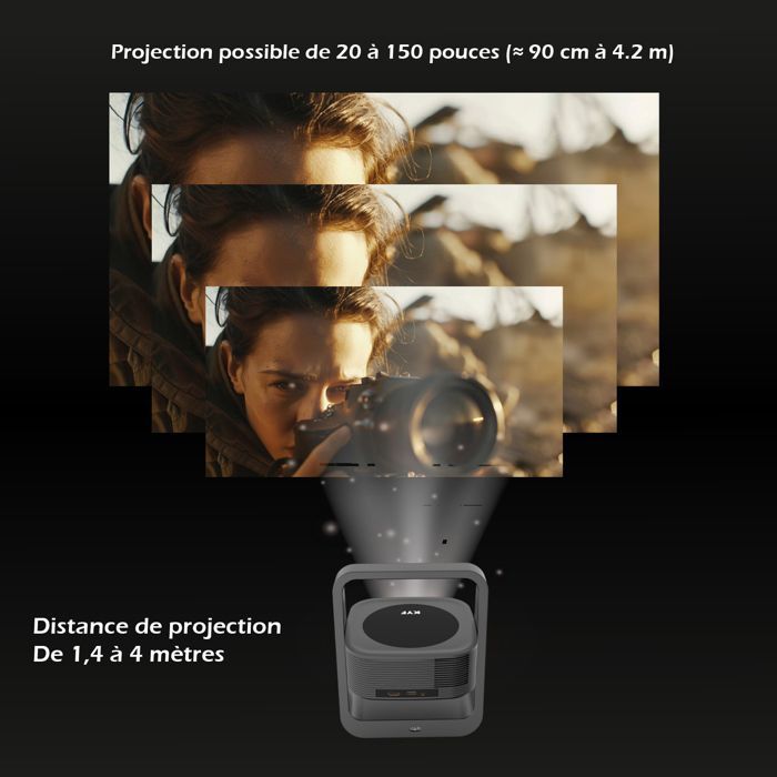 Compacte en opvouwbare videoprojector – Android 13, 4K, 300 ANSI lumen, automatische scherpstelling en keystone-correctie