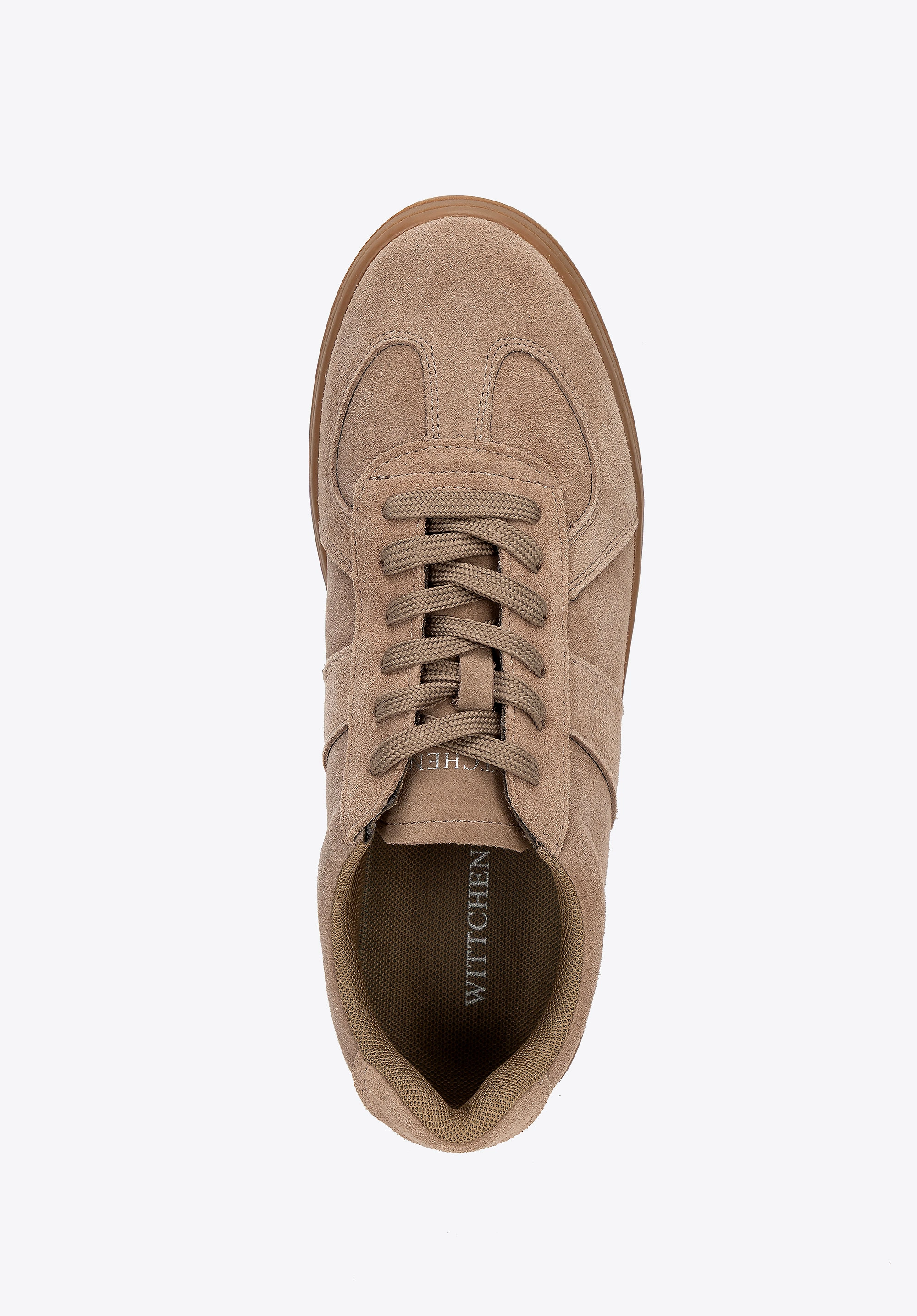 Sneakersy męskie ze skóry zamszowej ciemny beż