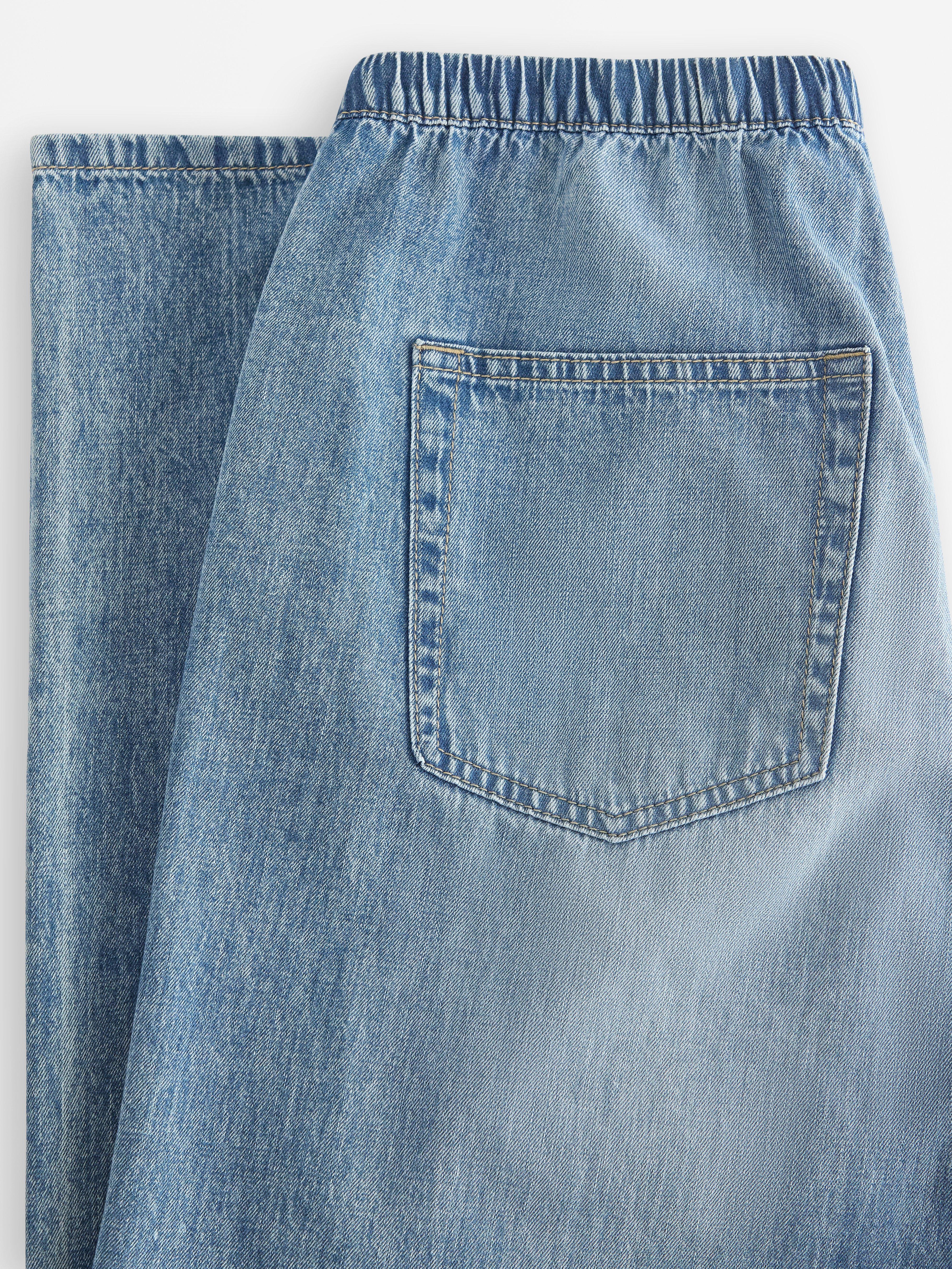 Pantalon en denim large à taille élastique