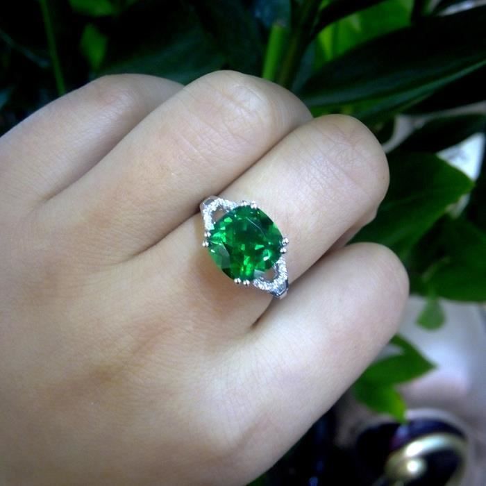 Anillo de boda de lujo RMEGA para mujer - Chapado en oro blanco - Circonita - Tamaño ajustable - Regalo de aniversario