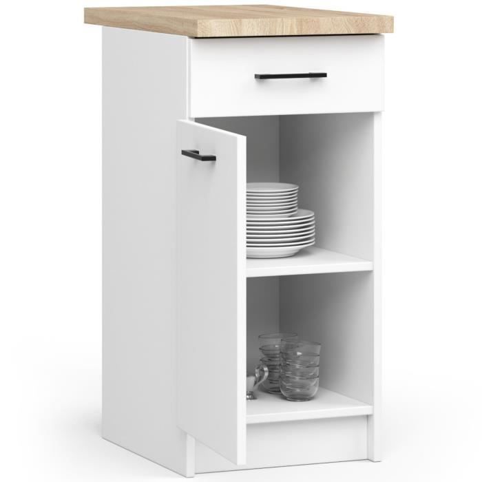 Armário de cozinha modular AKORD S50 OLIWIA, branco, 50 cm, 1 porta, 1 gaveta com frente branca, 2 prateleiras, 50x46x85 cm