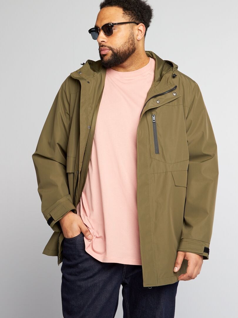 Krótka parka z kapturem - KHAKI