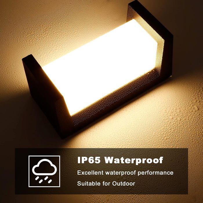 Aplique de pared exterior de 12 W y 3000 K, moderno, de aluminio, resistente al agua IP65 para uso interior y exterior, jardín y patio.