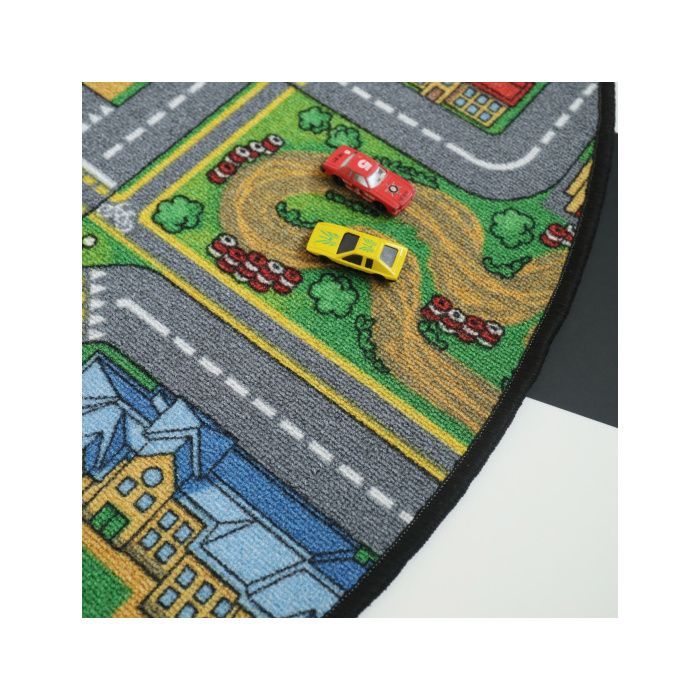 Tapis rond de jeu enfant - Circuit de voiture - Ville - Ø 150 cm
