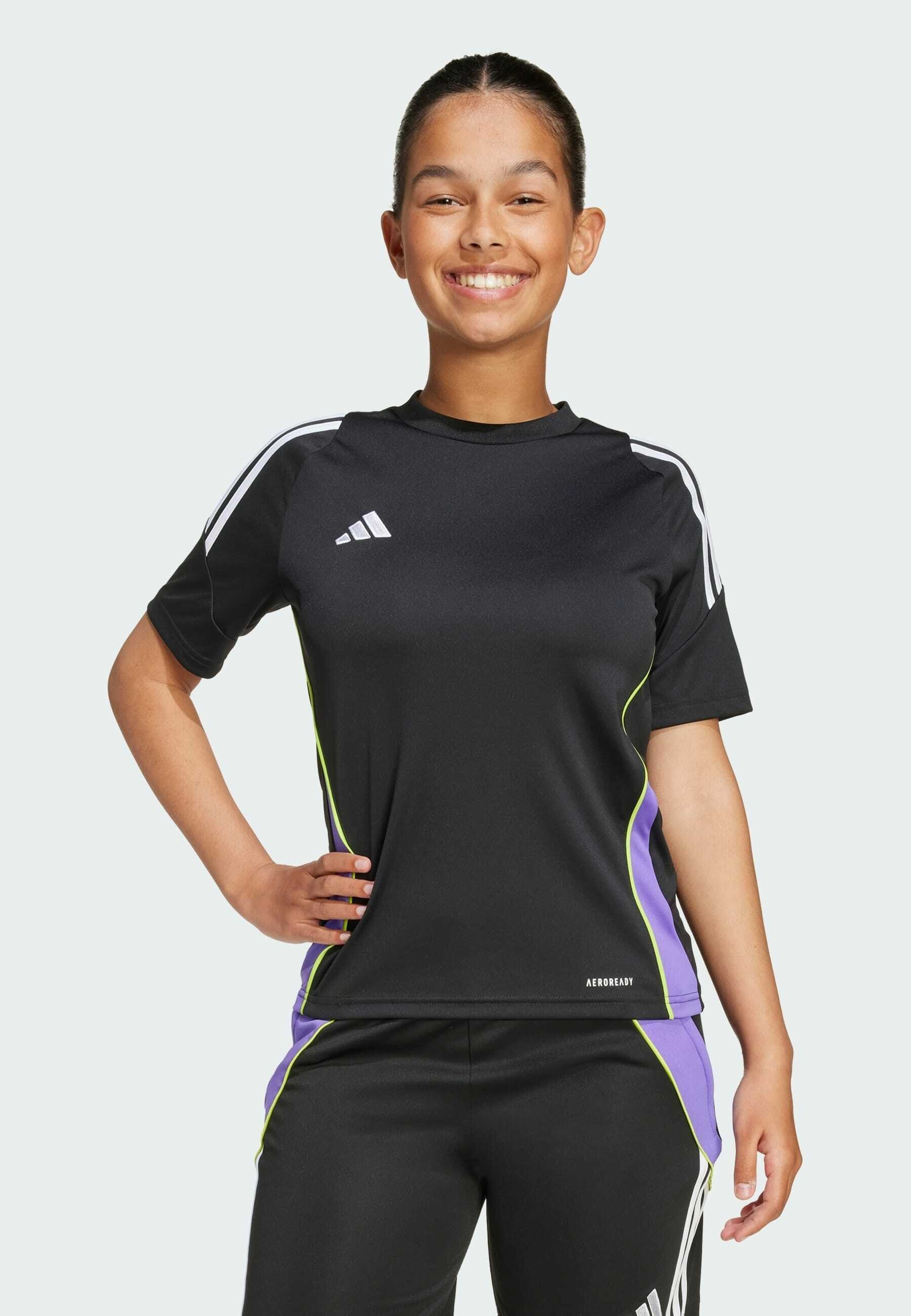 adidas Performance TIRO24 - MANCHES COURTES - T-shirt de sport - Noir et violet Rush