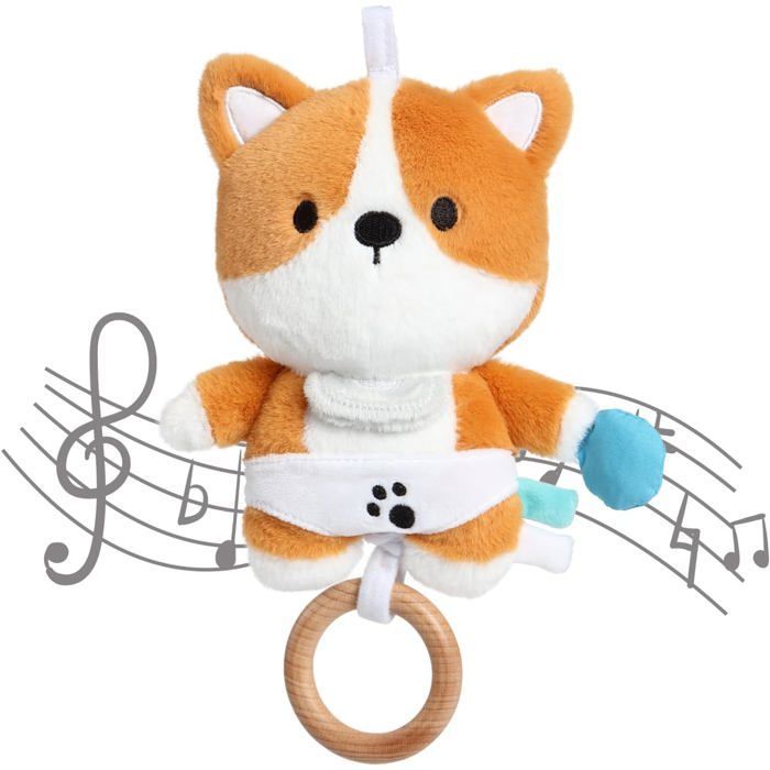 Raposa de pelúcia musical com música suave - Ideal para carrinhos de bebê e berços - Presente perfeito para bebês
