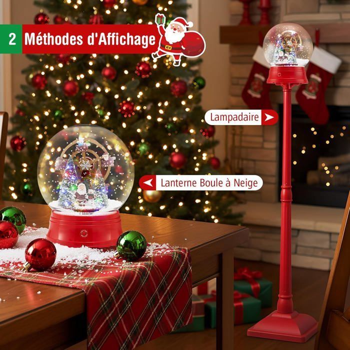 GIANTEX Lampadaire Noël 153 cm avec Lumières LED, Décoration Noel Exterieur Carrousel Rotatif avec 8 Chansons (Grande Roue)
