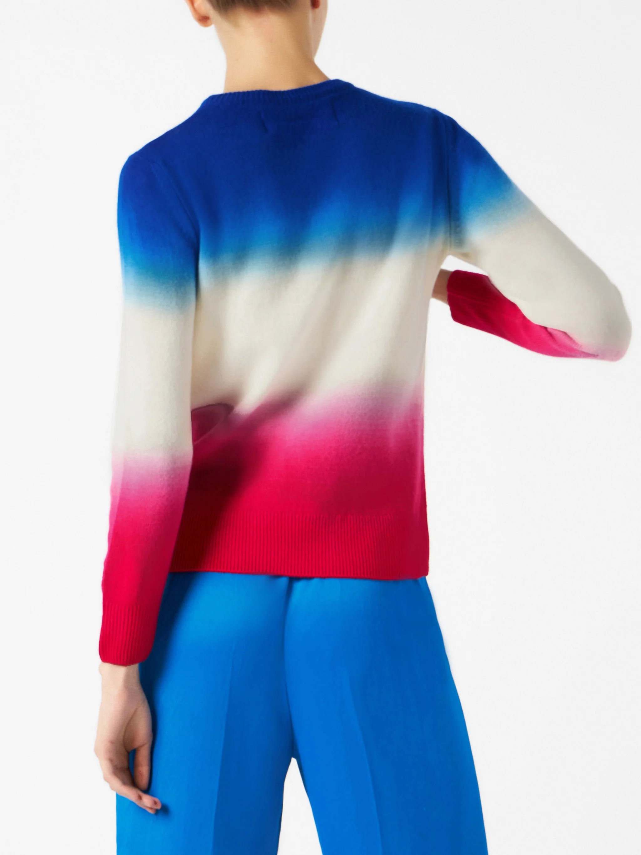 Maglione da donna sfumato viola e fucsia