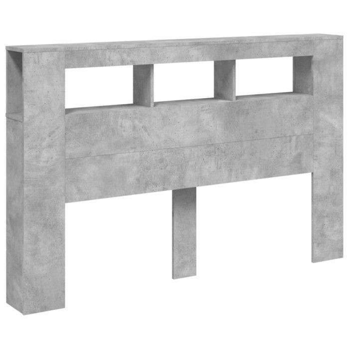 vidaXL Tête de Lit à LED, Tête de Cadre de Lit, Accessoire de Lit Double, Meuble de Chambre à Coucher Maison Intérieur, Gris 837354