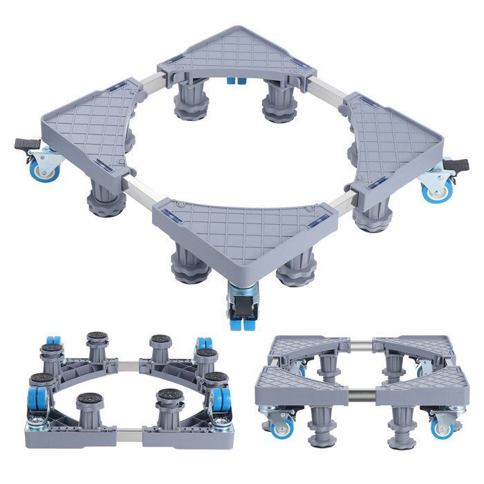 Soporte para lavadora con 4 ruedas, base para frigorífico, pedestal para lavadora y secadora, longitud ajustable de 43 a 62 cm.