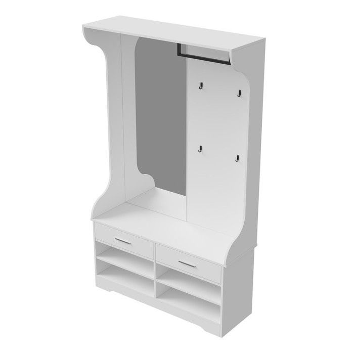 Entryway Locker - Multifunctional - Integrated Mirror - 4 Hooks - Shoe Compartment