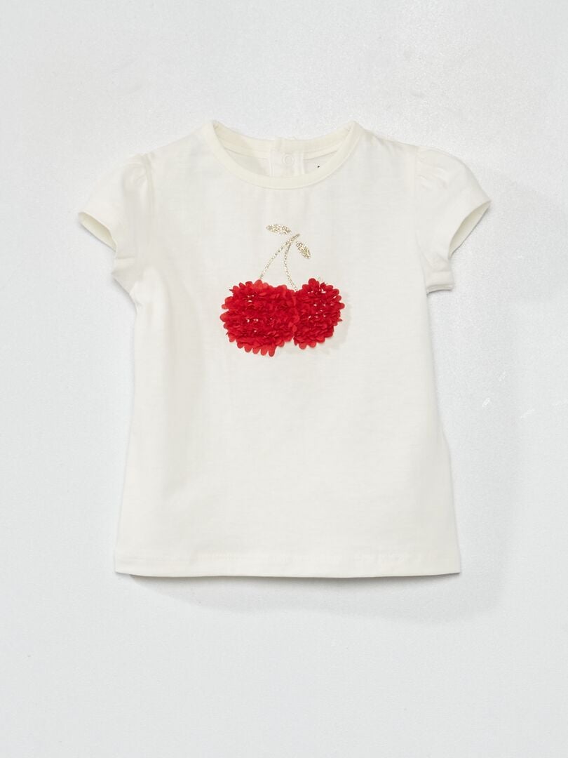 Bedrukt jersey T-shirt - WIT