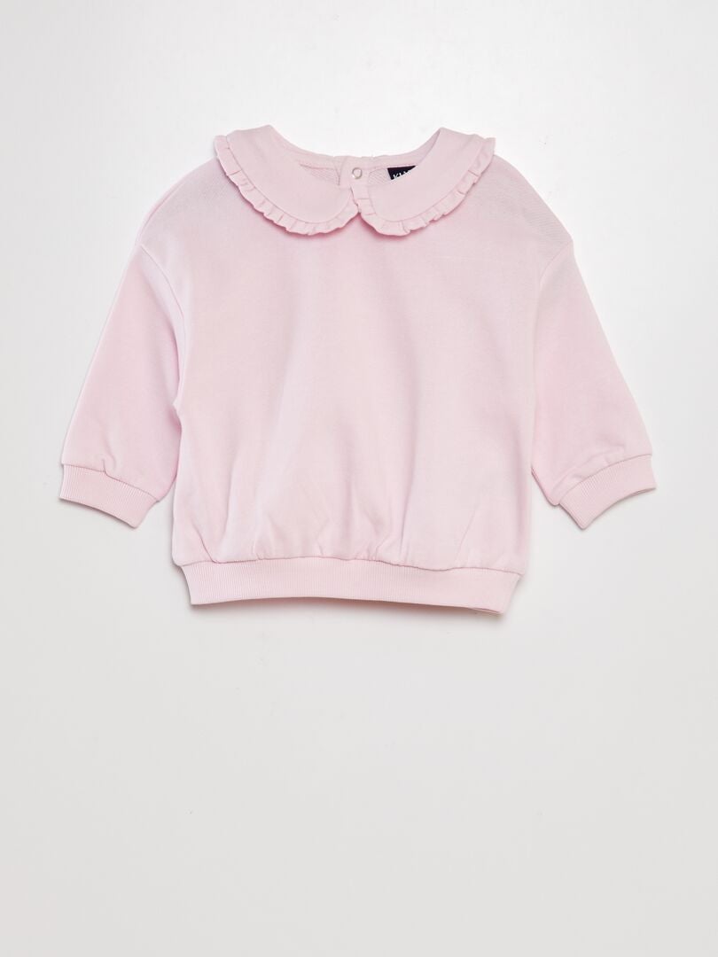 Moletom de algodão com gola claudine - ROSA