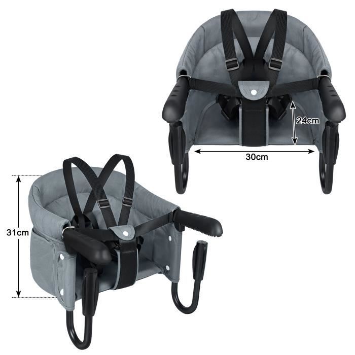 Silla plegable para bebé YUENFONG con abrazaderas antideslizantes y bolsillo, ideal para mesa de comedor y camping, color gris.