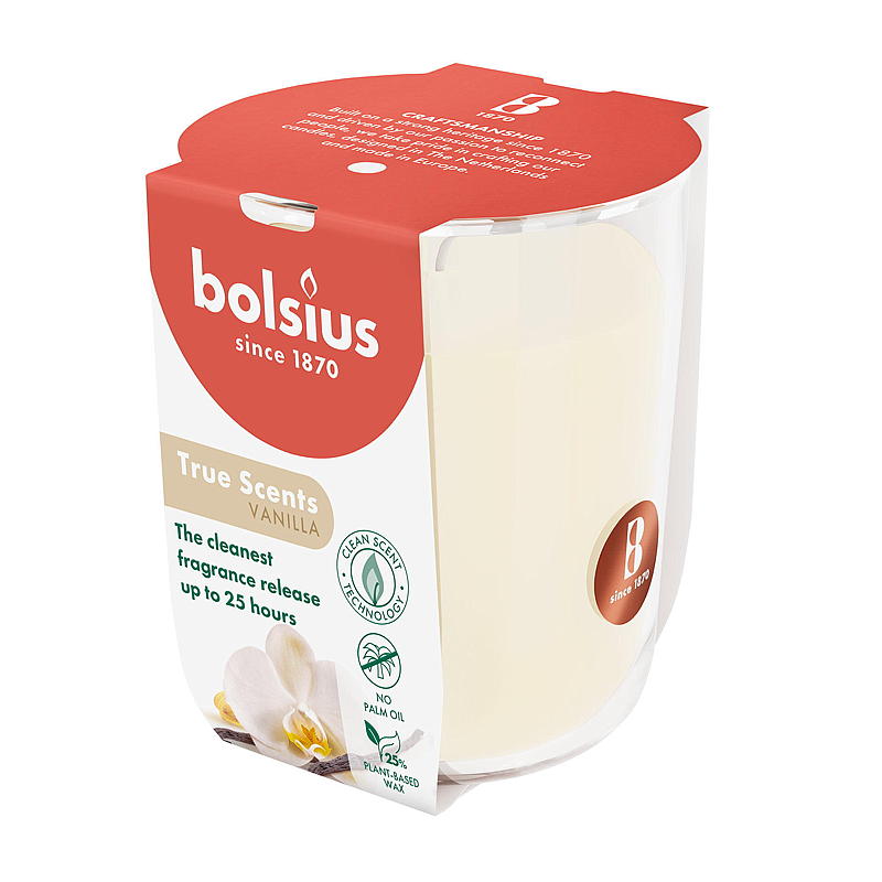 Bolsius Tuoksukynttilä lasissa 8x7,3 cm vanilja