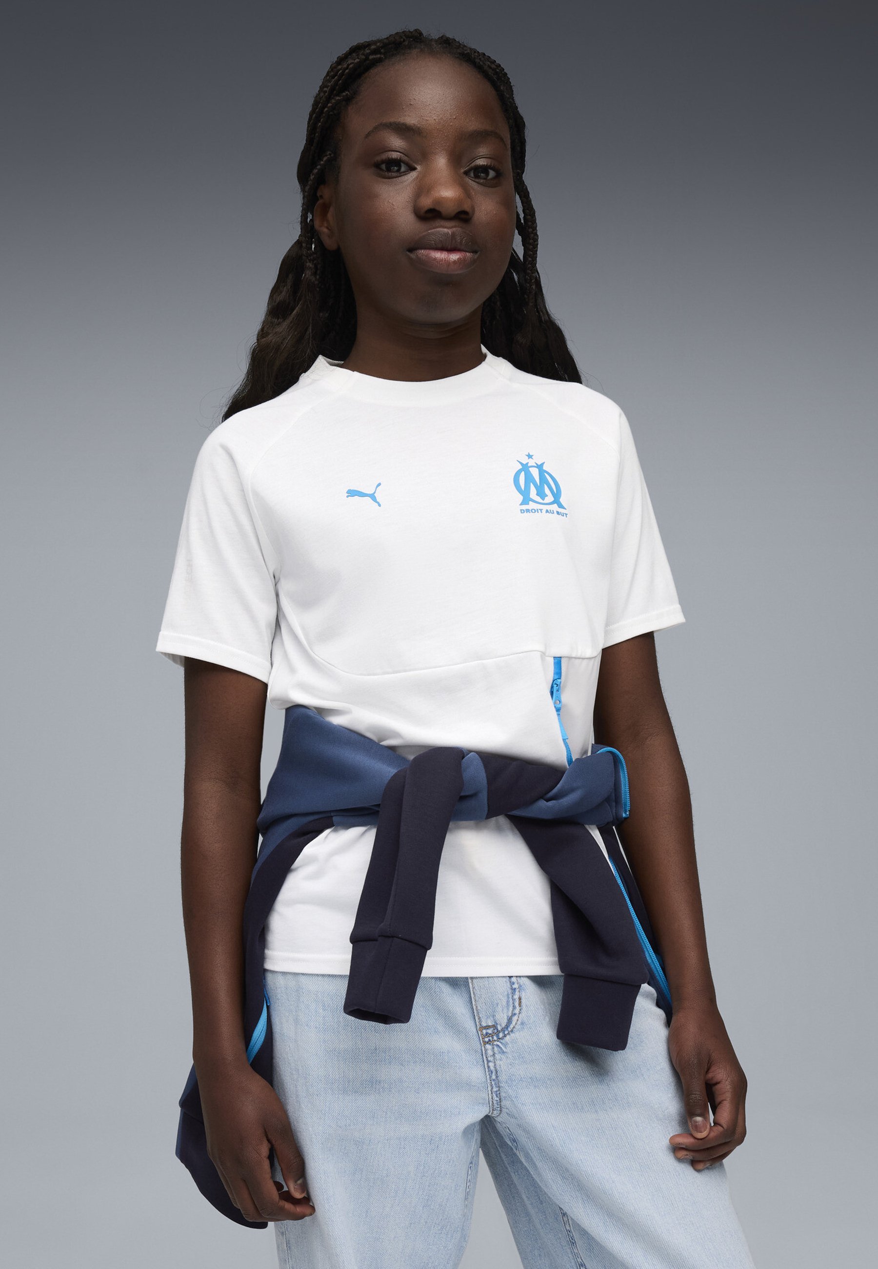 Puma OLYMPIQUE DE MARSEILLE POCKET - T-shirt con stampa - bianco-azzurro