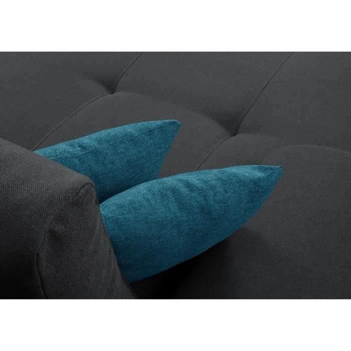 Divano letto angolare reversibile a 5 posti di produzione indiana - Tessuto grigio scuro - L 289 x P 94/188 x H 88 cm