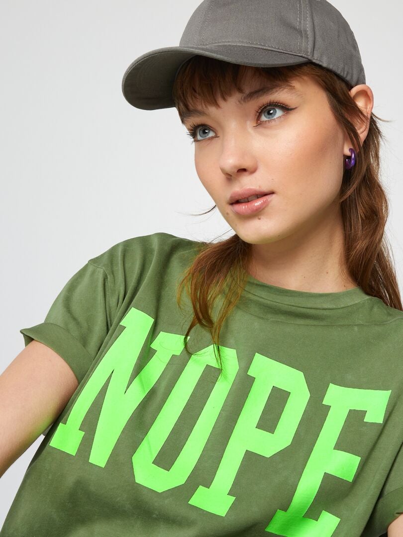 Camiseta de punto con efecto desgastado - CAQUI