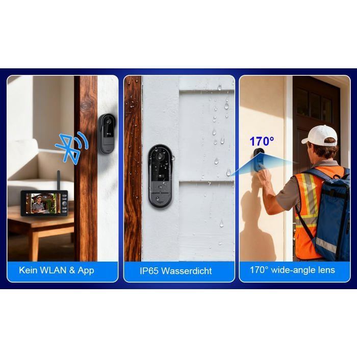 Wireless doorbell, 1080P IP65, 4.3