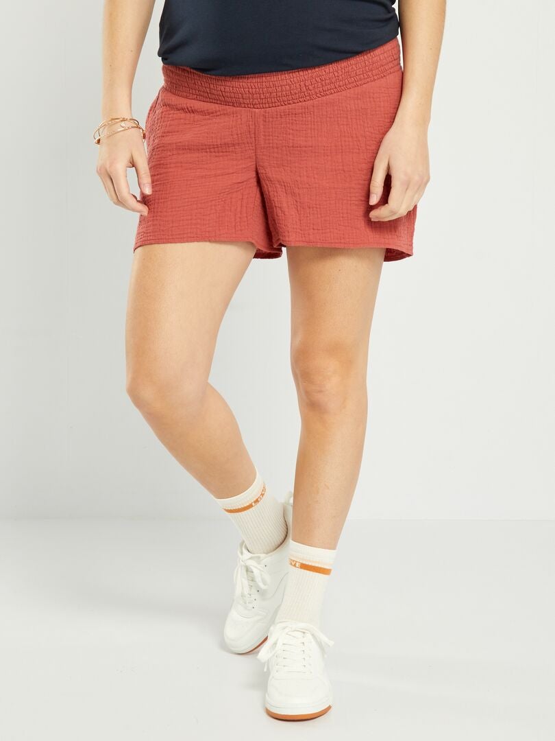 Zwangerschapsshorts van katoenen gaas - ROOD