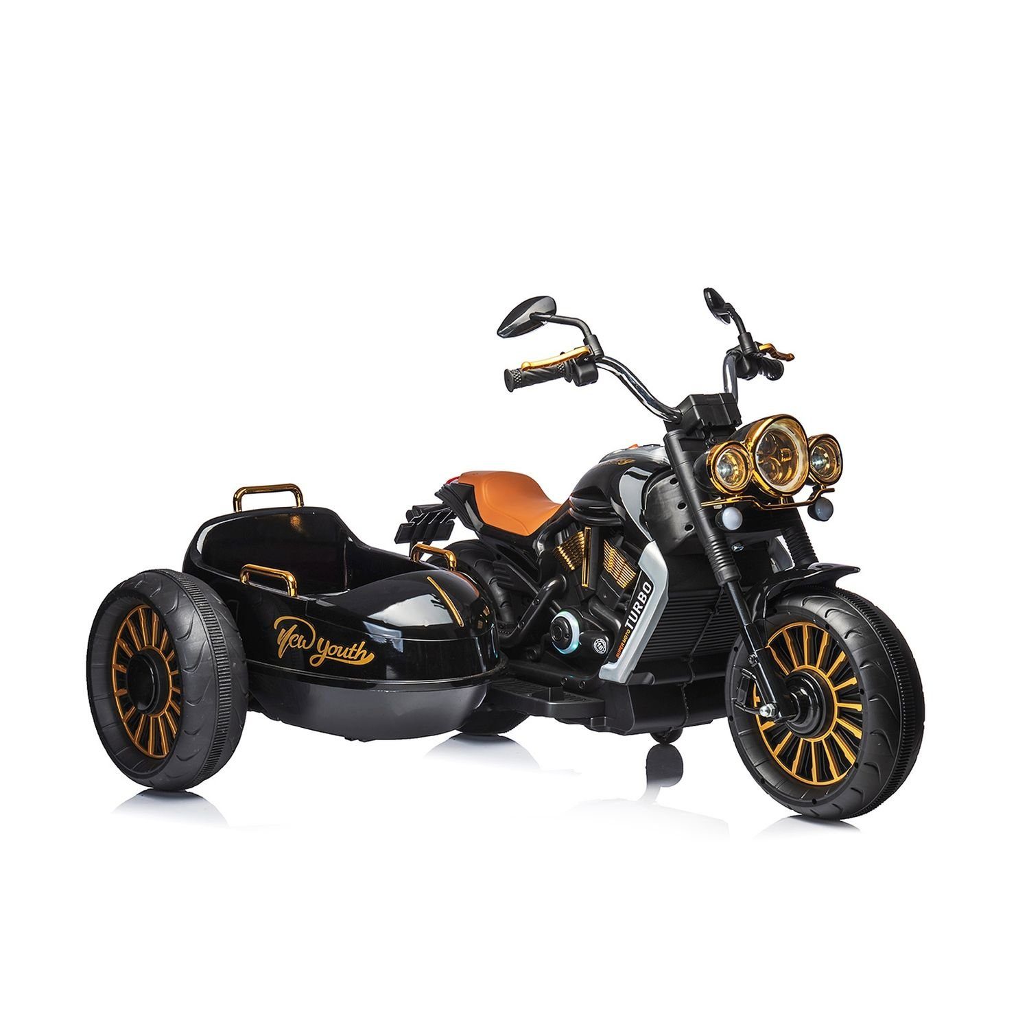 Chipolino elektrisches Kindermotorrad DUO, Tragfähigkeit 50 kg, TRON, Beiwagen, Musikfunktion, für 2 Kinder