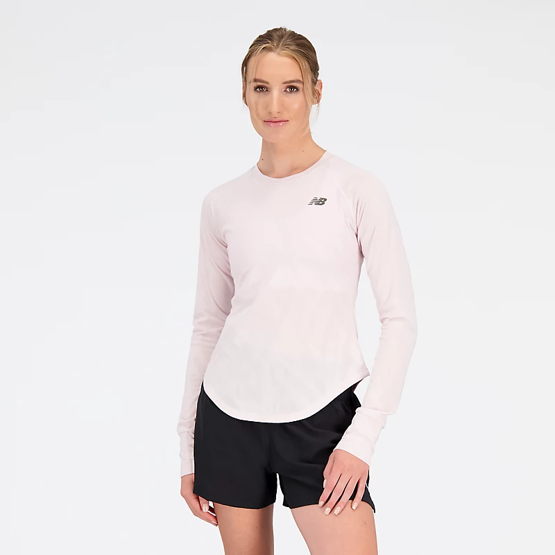 T-shirt à manches longues Q Speed Jacquard pour femme - ROSE PIERRE