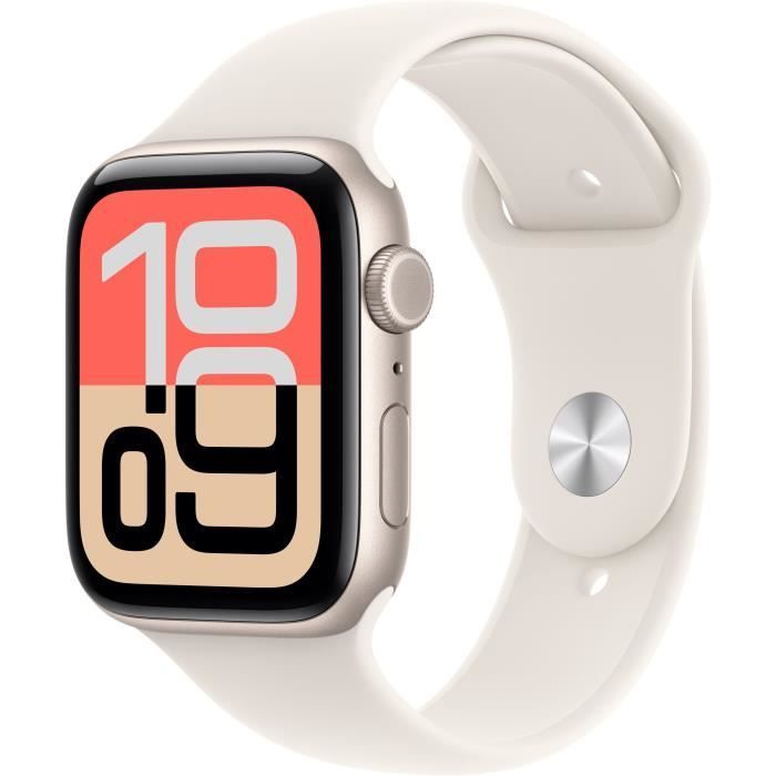 Apple Watch SE 3 GPS + Cellular - 44mm - Boîtier Starlight Aluminium  - Bracelet Starlight Sport Band - S/M