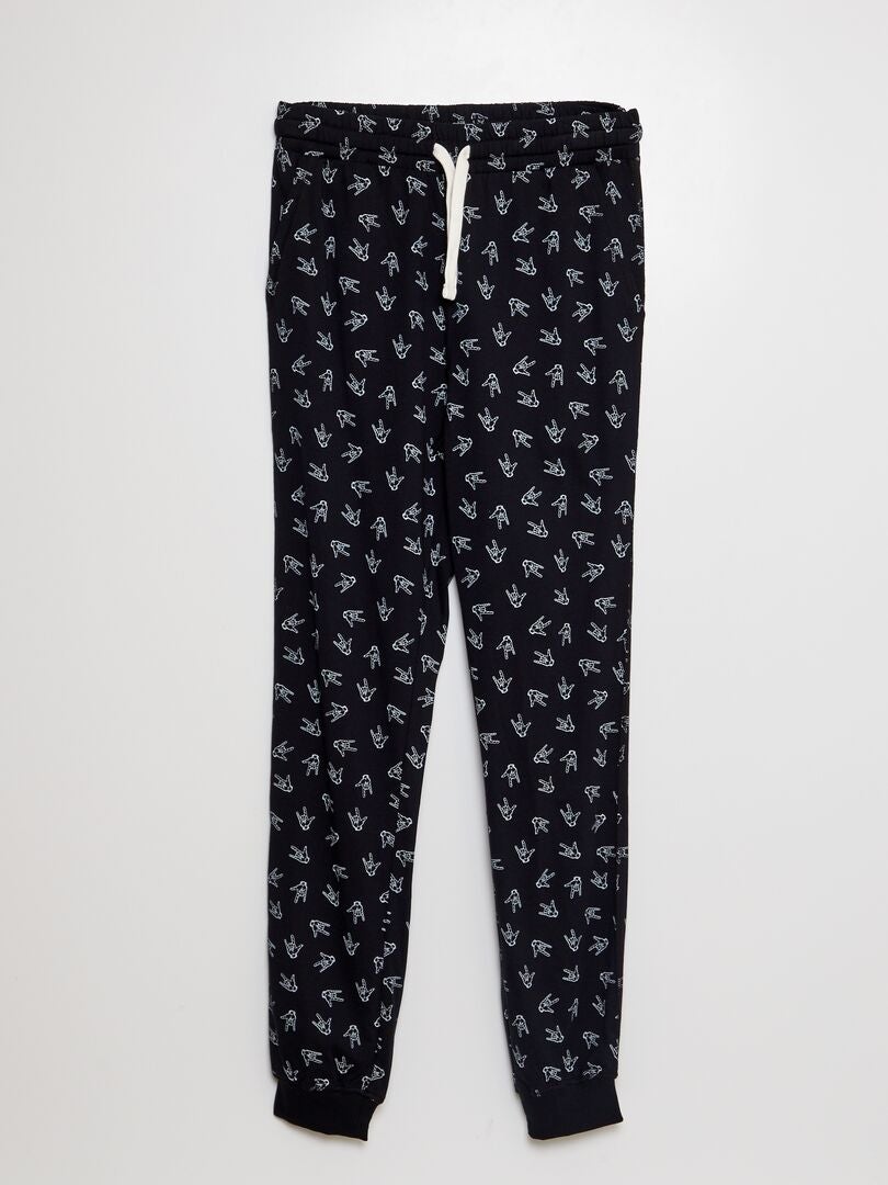 Pyjamabroek met print - Zwart
