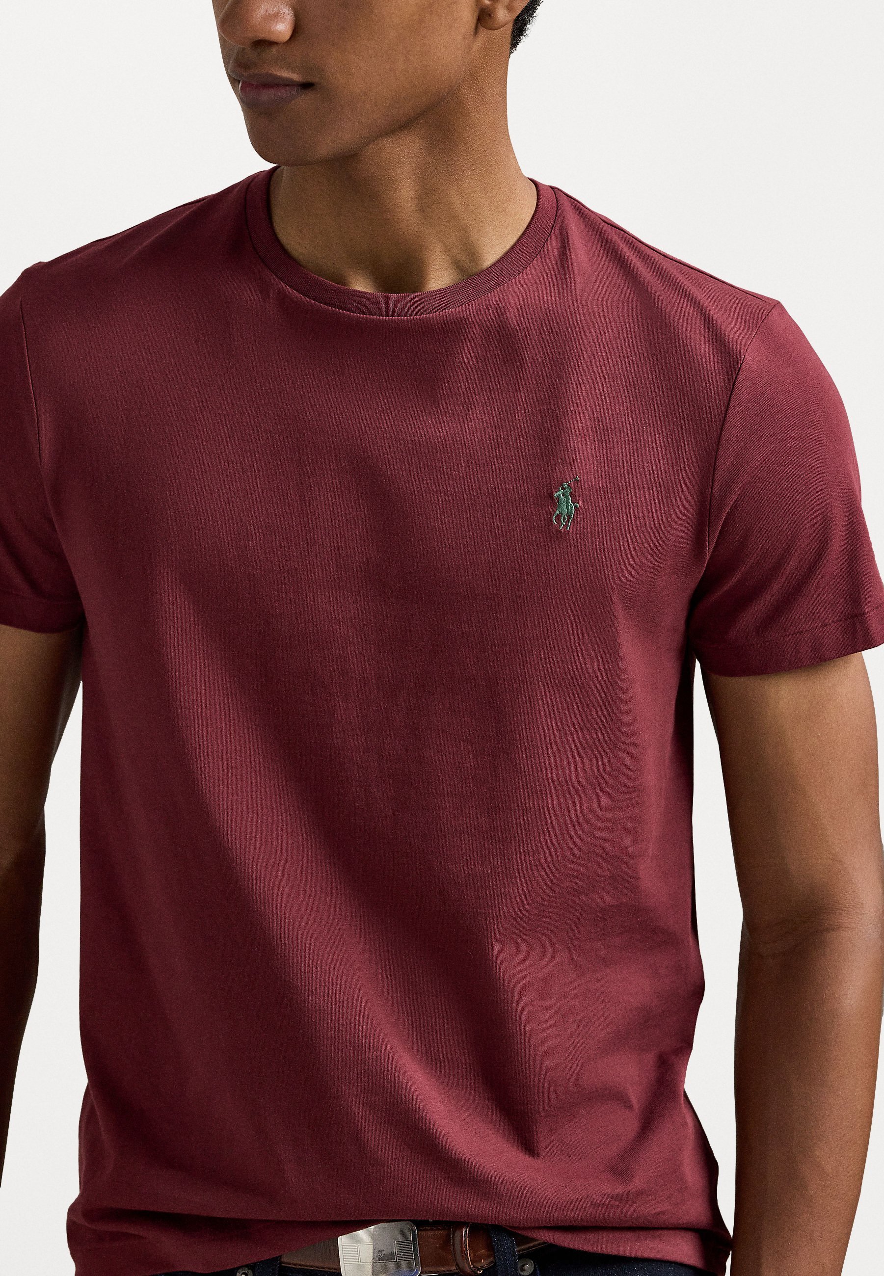 Polo Ralph Lauren CUSTOM SLIM FIT JERSEY CREWNECK T-SÄRK - Lihtne T-särk - veinipunane