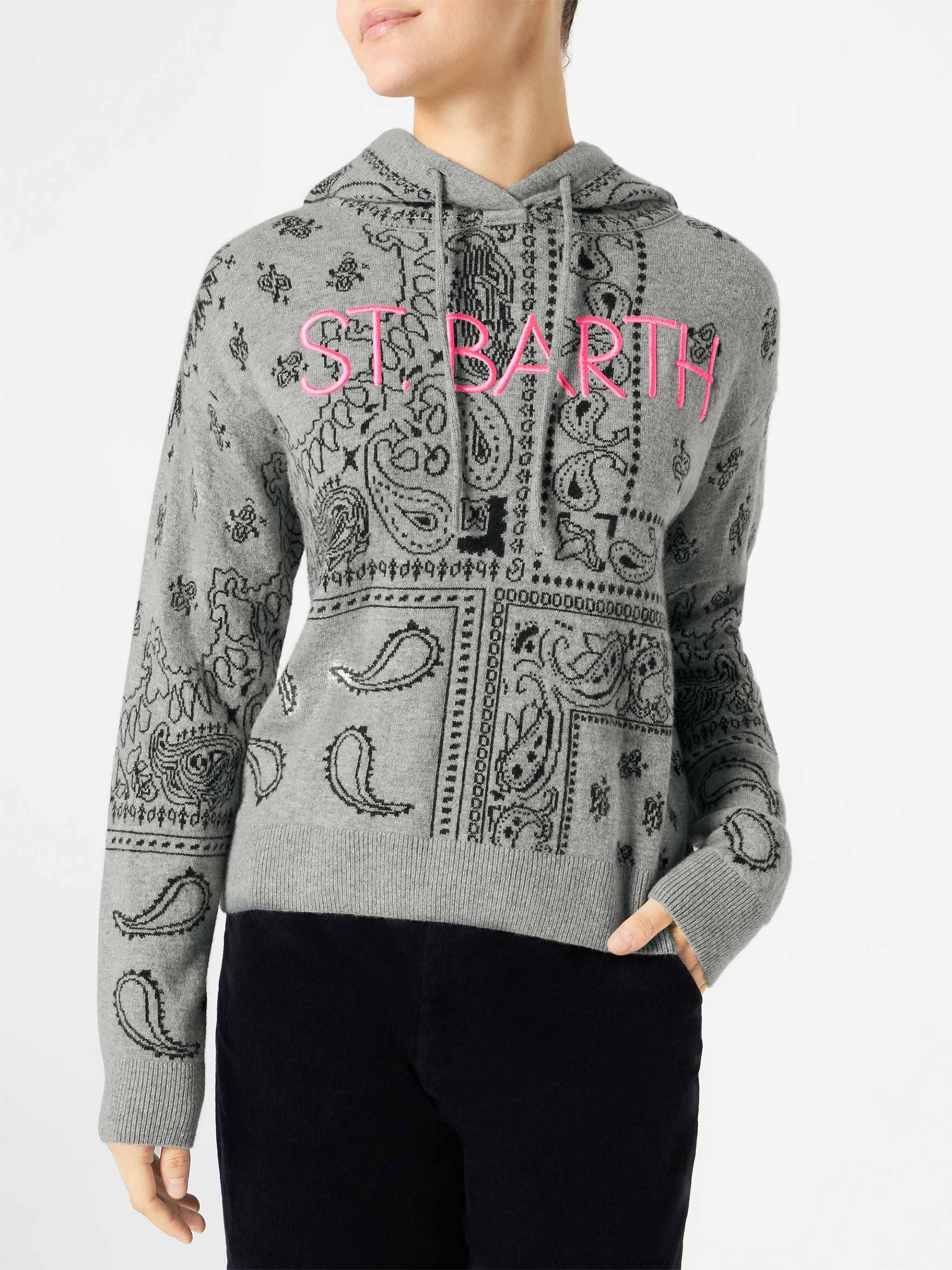 Gebreide damestrui met bandana-print